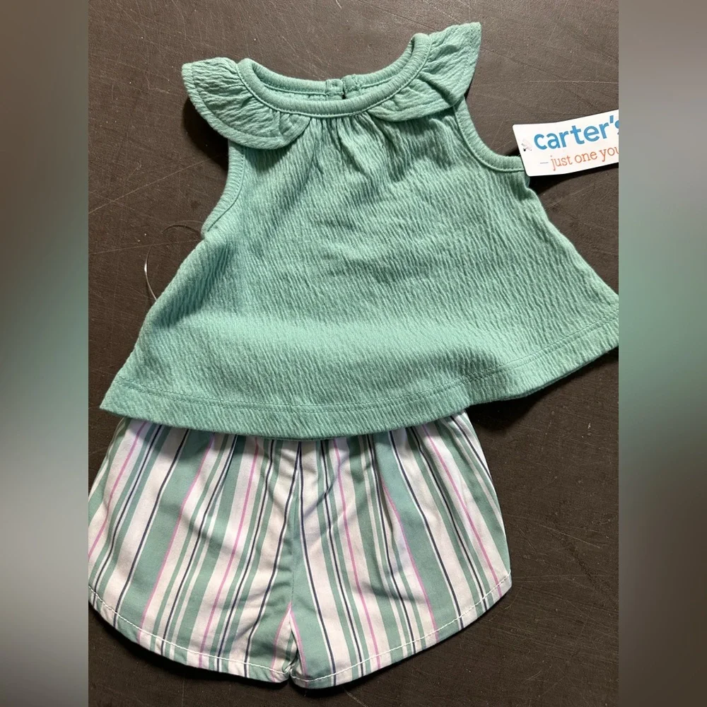 Carter's Matching Sets Blue and Green Summer Collection newborn lot - Picture 4 of 8